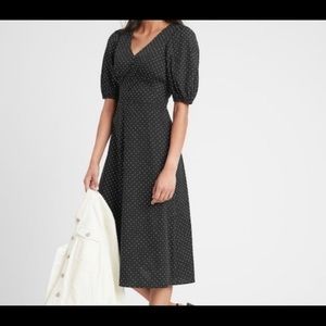 Banana Republic black & white polka dot maxi dress size 6 tall